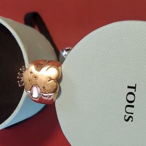 Stunning New Gold with onyx Tous ring Size 6